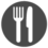 Round fork and knife Dine icon.
