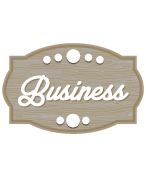 A plaque style sign that says Business.