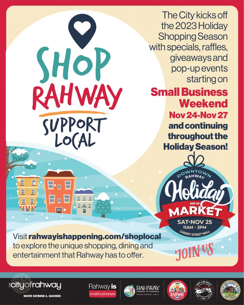 Shop Rahway, Support Local advertisement. Small Business Weekend is November 24–27.